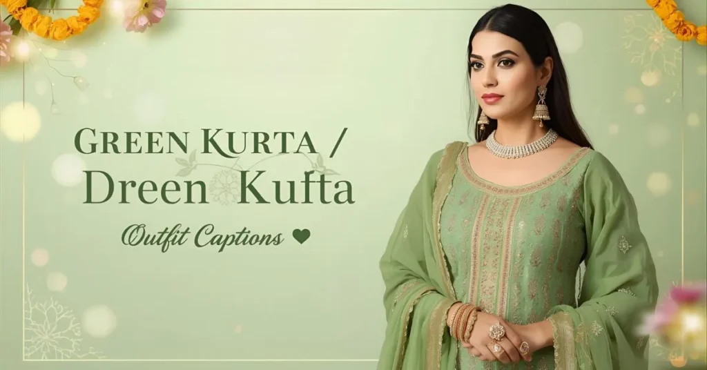 Green Kurta / Desi Outfit Captions 🇵🇰
