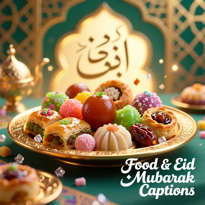 Food & Eid Mubarak Captions
