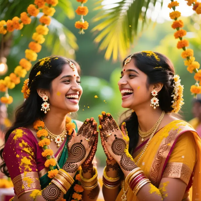 Mehndi  Haldi Sister Wedding Captions 