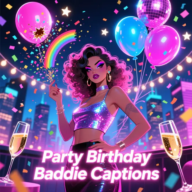 Party Birthday Baddie Captions